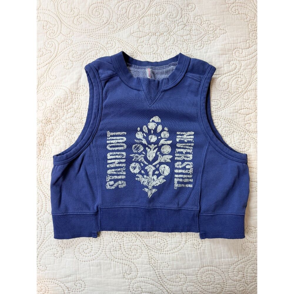 Free People Movement XS Blue Sweatshirt Tank Graphic Top
